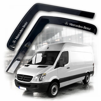 Дефлектори вікон ветровики Mercedes Sprinter W906 / Crafter 2006-2015 Г образний Скотч 3M Voron Glass