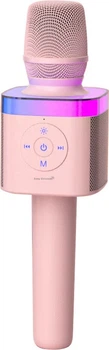 Микрофон-колонка Soaiy MC62 детский караоке Bluetooth беспроводной розовый