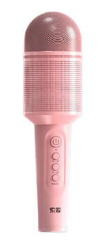 Микрофон-колонка Soaiy MC8 Duet Bluetooth для караоке, розовая