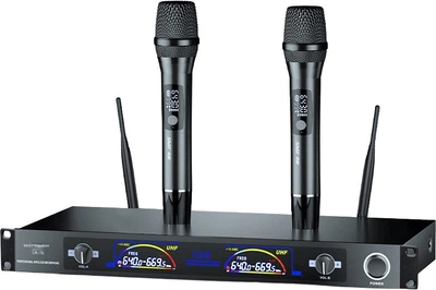 Микрофон SAST OK-15 беспроводной двухканальный UHF, для караоке/совещаний