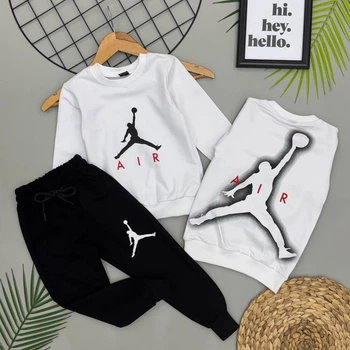 Детский костюм на мальчика JORDAN (свитшот+джогеры) 110-116 см бело-черный