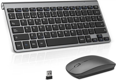 Набор клавиатуры и мыши PINKCAT темно-серый QWERTY беспроводной 2.4G (USB-ресивер) Plug and Play (подключение без драйверов)