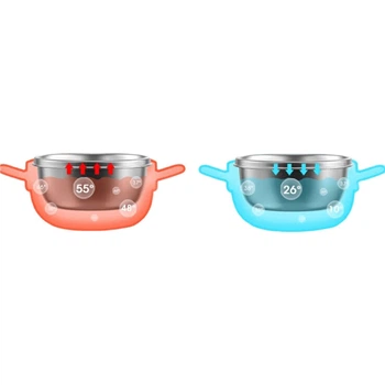 Детская миска COOKSS из стали 316 на присоске с подогревом Orange