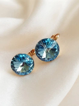 Сережки "Кришталева краплина" — кристали Swarovski медичне золото Xuping