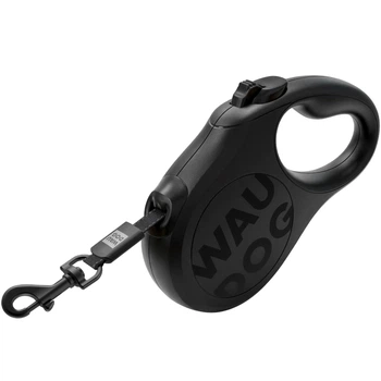 Автоматический поводок-рулетка для собак WAUDOG R-leash Monochrome для мелких пород до 12 кг, XS, светоотражающая лента, 3 м, черный (18611)