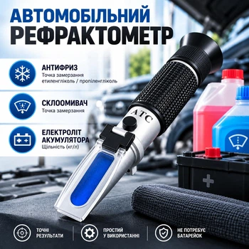 Рефрактометр автомобильный для жидкостей антифриза, очистителя, электролита