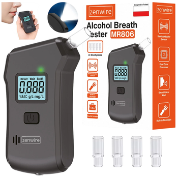 Alkomat Zenwire profesjonalny cyfrowy z latarką + 5 ustników MR806 (5904507521882)