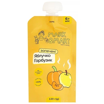 Пюре фруктове Запечене яблучко та гарбузик для дітей Mark&Mart 120 г (21636918)