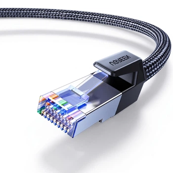 Сетевой кабель UGREEN NW153 15 м Cat 8 Class I скорость до 40 Гбит/с F/FTP поддержка PoE полоса 2000 МГц чистая медь черный (30799)