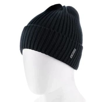 Мужская шапка с отворотом one size черная Zolly 244