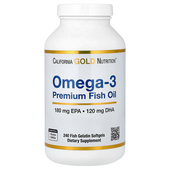 Риб'ячий жир California GOLD Nutrition "Omega-3 Premium Fish Oil" жирні кислоти омега-3 преміальної якості, 1100 мг (240 риб’ячих желатинових капсул)