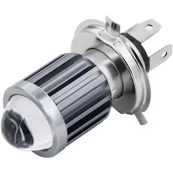 LED H4 лампа для мотоцикла, скутера та мопеда 12V, жовтий ближній і білий дальній, CSP LED з фокусувальною лінзою