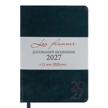 Деловой блокнот интегральный А5 датированный 2027 Leo Planner Case 252745 368 листов темно-изумрудный