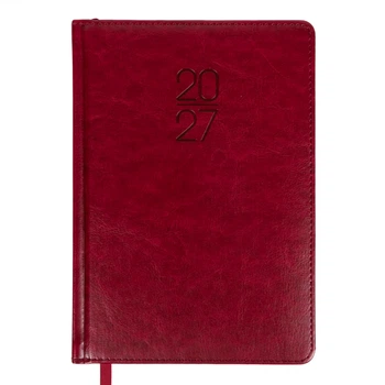 Деловой блокнот твердый А5 датированный 2027 Leo Planner Vector 252757 368 листов бордовый