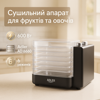 Сушилка с температурным режимом 30-75°C и электронной панелью Adler AD 6660