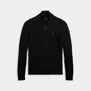 Чоловічий в’язаний кардиган Polo Ralph Lauren Cable-Knit на блискавці, чорний SWT-POLO-007-M