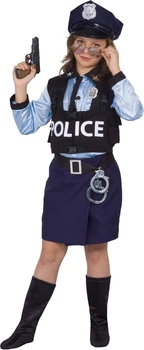 Карнавальный костюм Ciao Police Officer Special Police Costume полицейский для девочек размер 7-9 лет синий черный