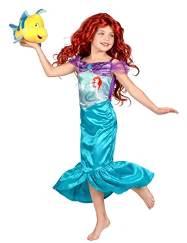 Карнавальний костюм Аріель Русалоньки для дівчаток Ariel the Little Mermaid синій зелений, розмір 5 - 6 років (109 - 126 см))