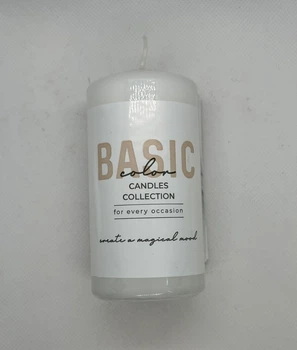 Свічка парафінова інтер'єрна циліндрична Basic Canndles Collection 50х100 мм Біла, 150 г