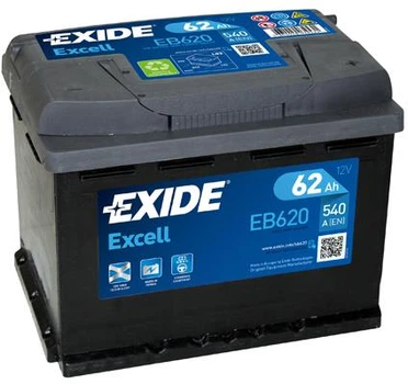 Автомобильный аккумулятор EXIDE 62Ah/540A/P+ Excell (CN EB620)