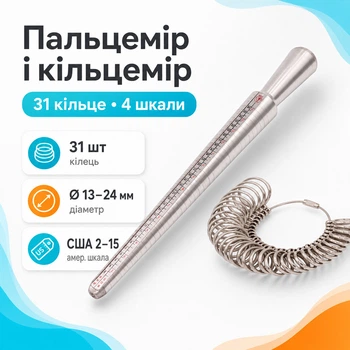 Пальцемер и кольцемер, 4 шкалы, металл 670470