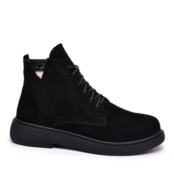 Женские зимние ботинки из натуральной замши ITstyle Черные 39 25.5 см (031-АМ)