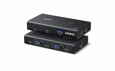 Сплиттер UGREEN AK502 HDMI KVM Switch 2 In 1 Out Black (75246)