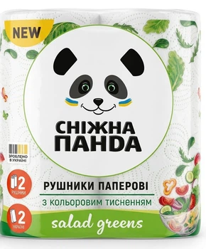 Полотенца бумажные Снежная Панда Salad Greens 2-х шаровые 2шт/уп