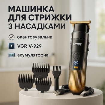 Мощный аккумуляторный триммер для волос VGR V-929 с быстрой зарядкой 2,5 часа