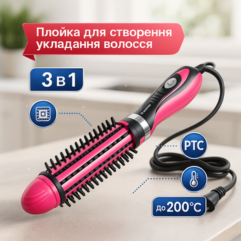 Щипці для завивки та випрямлення волосся Geemy GM-2922 рожеві