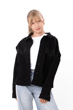 Дитяча джинсова куртка для дівчинки NoBrand 152 Чорний (p-20936-252426)