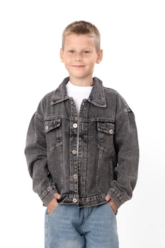Дитяча джинсова куртка для хлопчика NoBrand 128 Сірий (p-20939-252463)