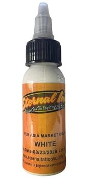 Тату краска Eternal Ink WHITE белая 30 мл профессиональный белый пигмент для татуировки краска для работы мастера тату нанесения деталей контуров и создания светлых элементов в цветных и черно белых татуировках (ST13)