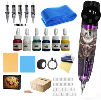 Набор для тату с машинкой Pennywise Tattoo Kit для начинающих и любителей татуировки стартовый комплект для обучения практики нанесения тату и работы с тату машинкой (Penny)