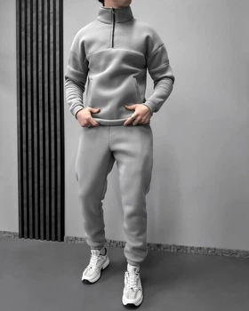 Утеплений спортивний чоловічий костюм S Сірий (RM0224)