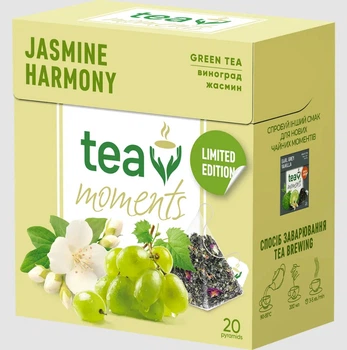 Чай зелений Tea Moments Jasmine Harmoni Жасмінова Гармонія 20 пірамідок по 1.7 г