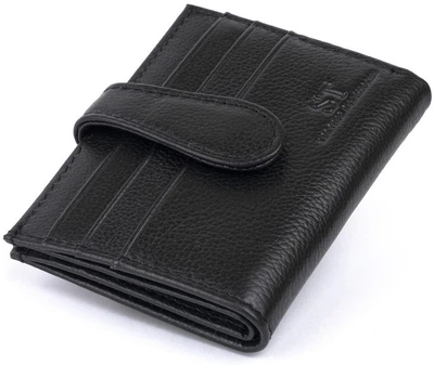 Картхолдер гаманець-візитниця ST Leather з натуральної шкіри вертикальний Чорний 55696