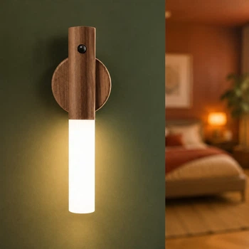 Фонарь настенный аккумуляторный W-52 LED с датчиком движения USB магнитное крепление теплый свет