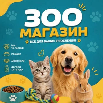 Баннер для магазина зоотоваров "Зоомагазин", размер 2х2м.