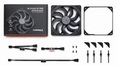Вентилятор Noctua NF-A14x25 G2 PWM CHROMAX Black для корпусу 140x140x25мм SSO2 1250-1500 об/хв