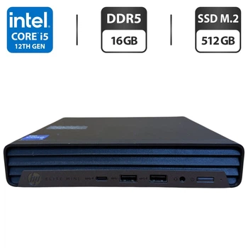 Неттоп Б-класс HP Elite Mini 600 G9 USFF / Intel Core i5-12500T (6 (12) ядер по 2.0 - 4.4 GHz) / 16 GB DDR5 / 512 GB SSD M.2 / Intel UHD Graphics 770 / Блок питания б/у