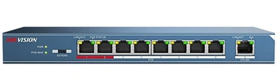 Коммутатор HIKVISION DS-3E0109P 9-портовый 100 Мбит/с с PoE для видеонаблюдения, металлический