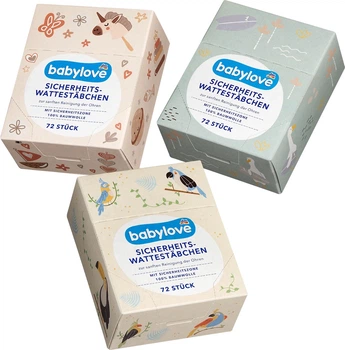 Дитячі вушні палички з обмежувачем babylove, 72 шт.