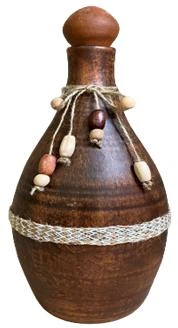 Бутылка глиняная гладкая декорированная 2,1 л для декора вина растительного масла Украина