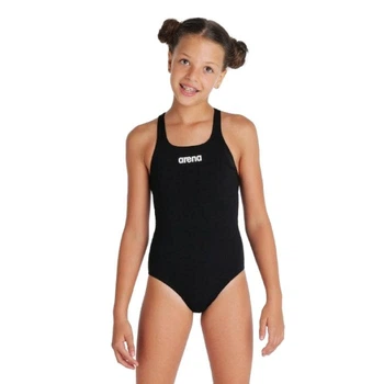 Купальник слитный для девушек TEAM SWIMSUIT SWIM PRO SOLID черный, белый Дит 164 см