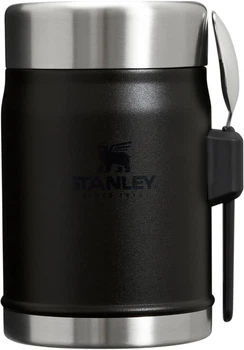 Термос для еды с ложкой-вилкой 400 мл Stanley Classic Legendary Food Jar из нержавеющей стали, черный