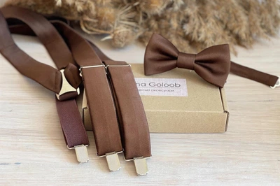 Комплект подтяжки и бабочка "Молочный шоколад" Elena Goloob One size коричневый