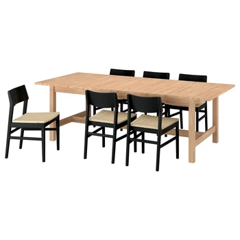 Стіл і 6 стільців ІКЕА KARSKÄR / SKANSNÄS 240/300x100 см чорний бук (s39629085)