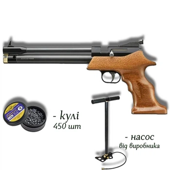 Пневматичний пістолет PCP Snowpeak PP800R із насосом Artemis 30D та кулями 450 шт — PCP-пістолет для точної стрільби