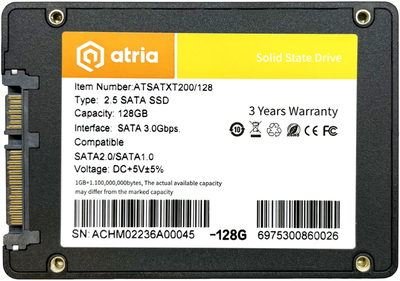 Твердотільний диск 2.5" 128GB ATRIA XT200 (SATA 6Gb/s)